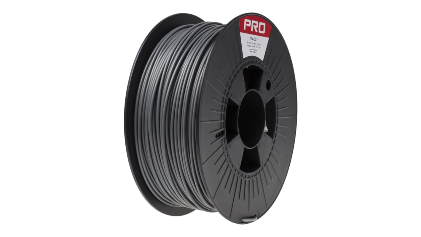 RS PRO 2.85mm Grey PLA-X3 3D Printer Filament, 1kg