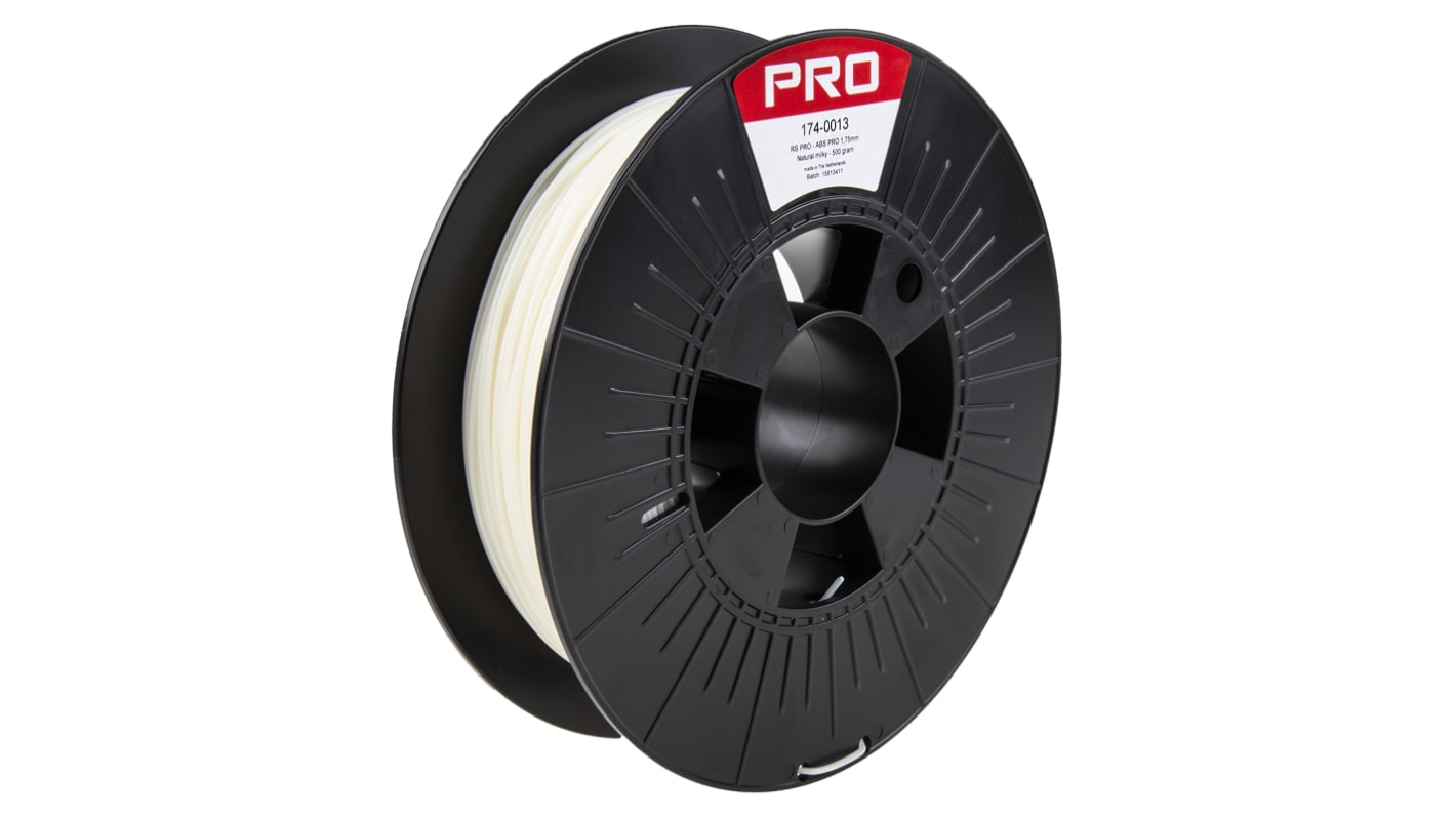 RS PRO ABS-X 3D-Drucker Filament zur Verwendung mit Gängige Desktop-3D-Drucker, Natur, 1.75mm, FDM, 500g