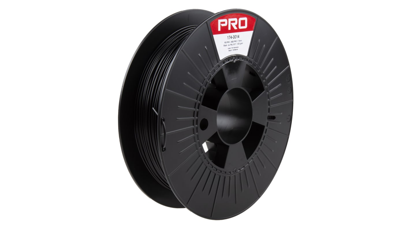 RS PRO ABS-X 3D-Drucker Filament zur Verwendung mit Gängige Desktop-3D-Drucker, Schwarz, 1.75mm, FDM, 500g