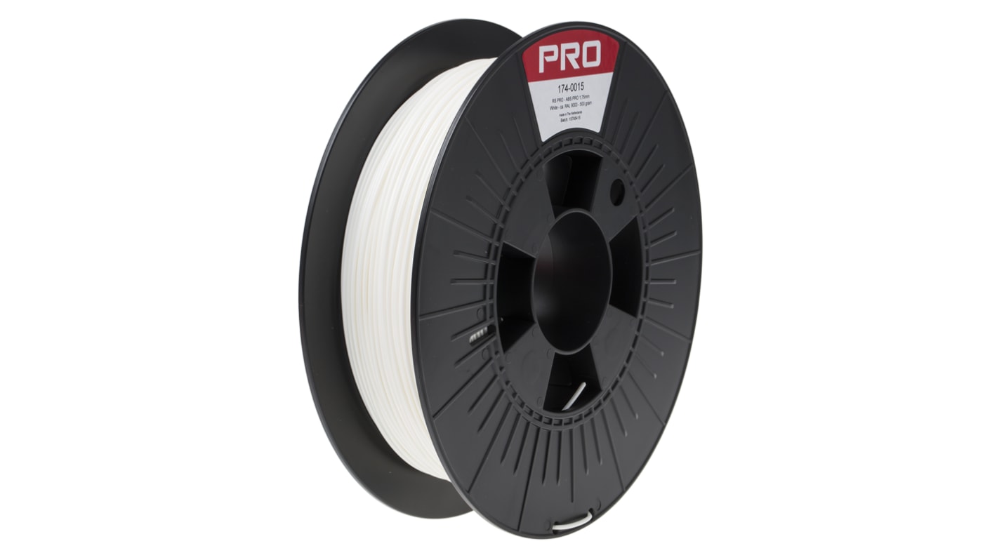 RS PRO 1.75mm White ABS-X 3D Printer Filament, 500g