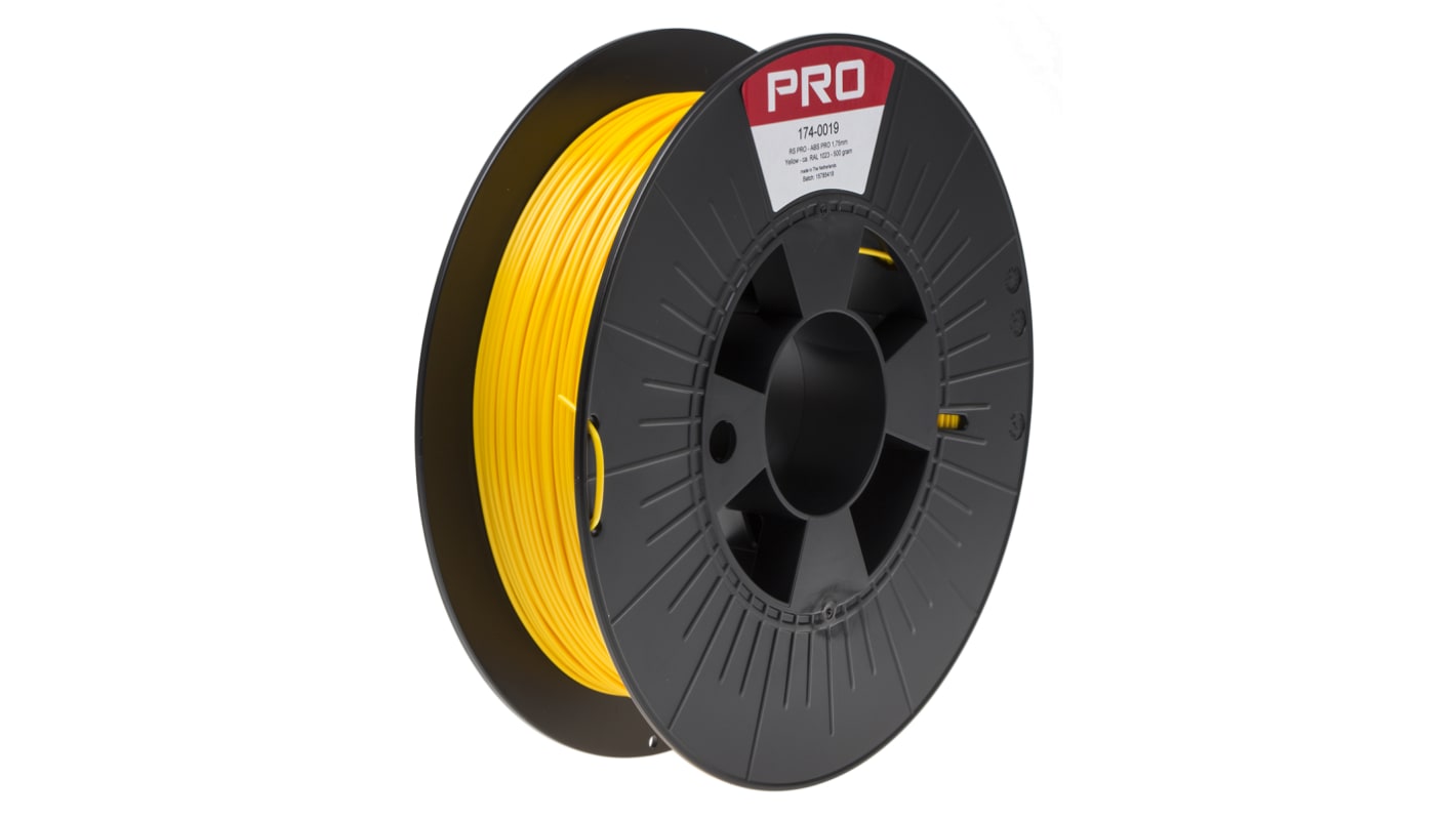 RS PRO ABS-X 3D-Drucker Filament zur Verwendung mit Gängige Desktop-3D-Drucker, Gelb, 1.75mm, FDM, 500g
