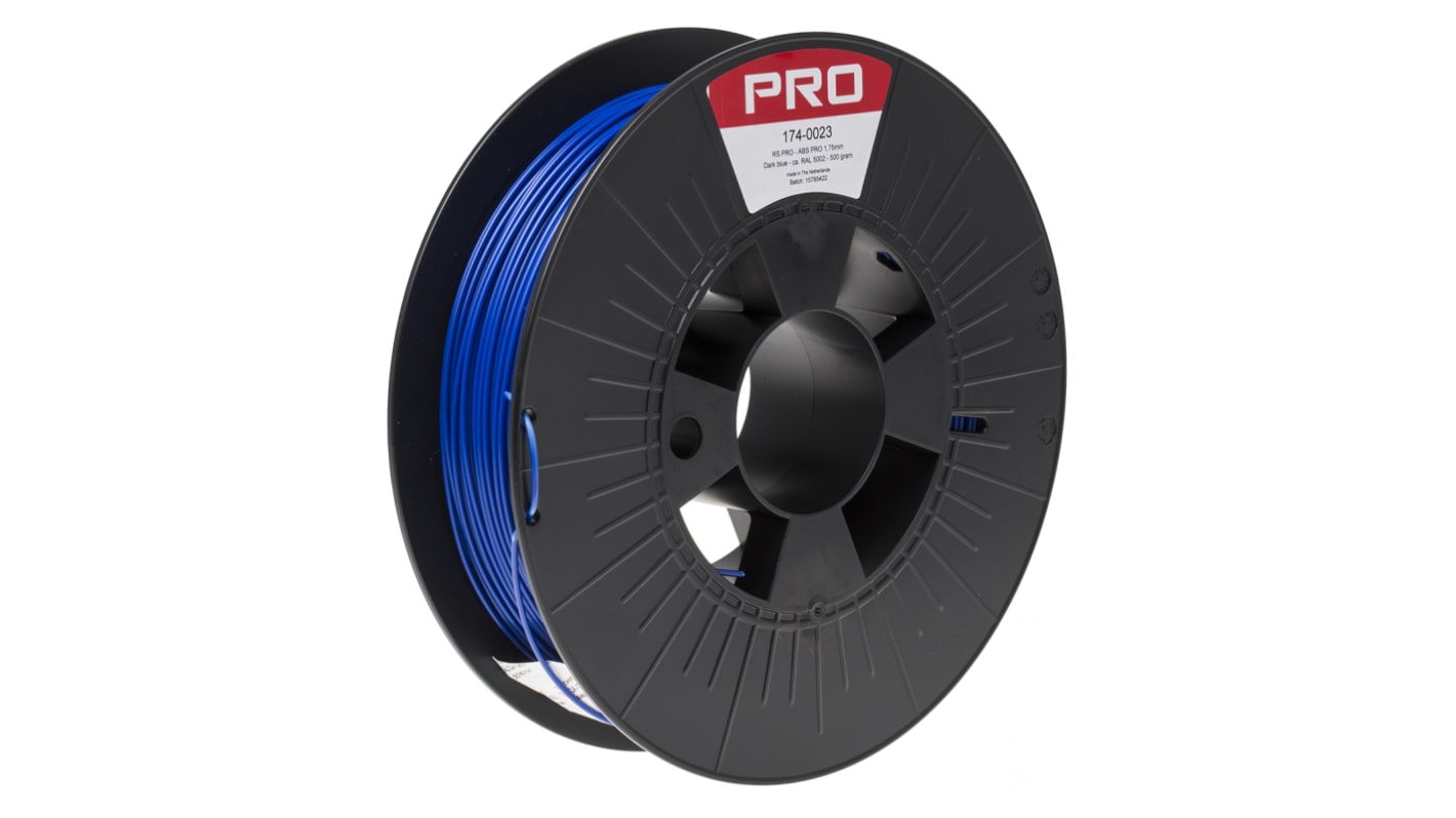 Filament pour imprimante 3D RS PRO, ABS-X, Ø 1.75mm, Bleu, 500g, FDM