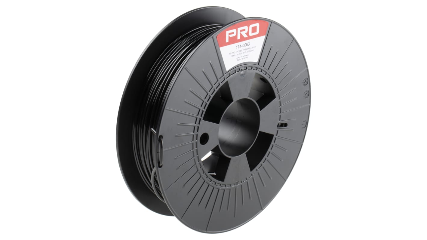 Filament do drukarki 3D PC-ABS V0 Ø 2.85mm 500g Czarny RS PRO