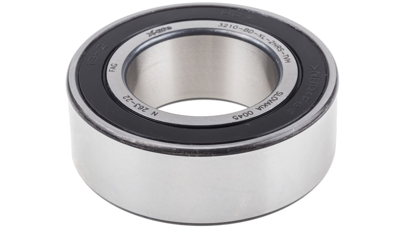 FAG 3210-BD-XL-2HRS-TVH Double Row Angular Contact Ball Bearing- Both Sides Sealed 50mm I.D, 90mm O.D