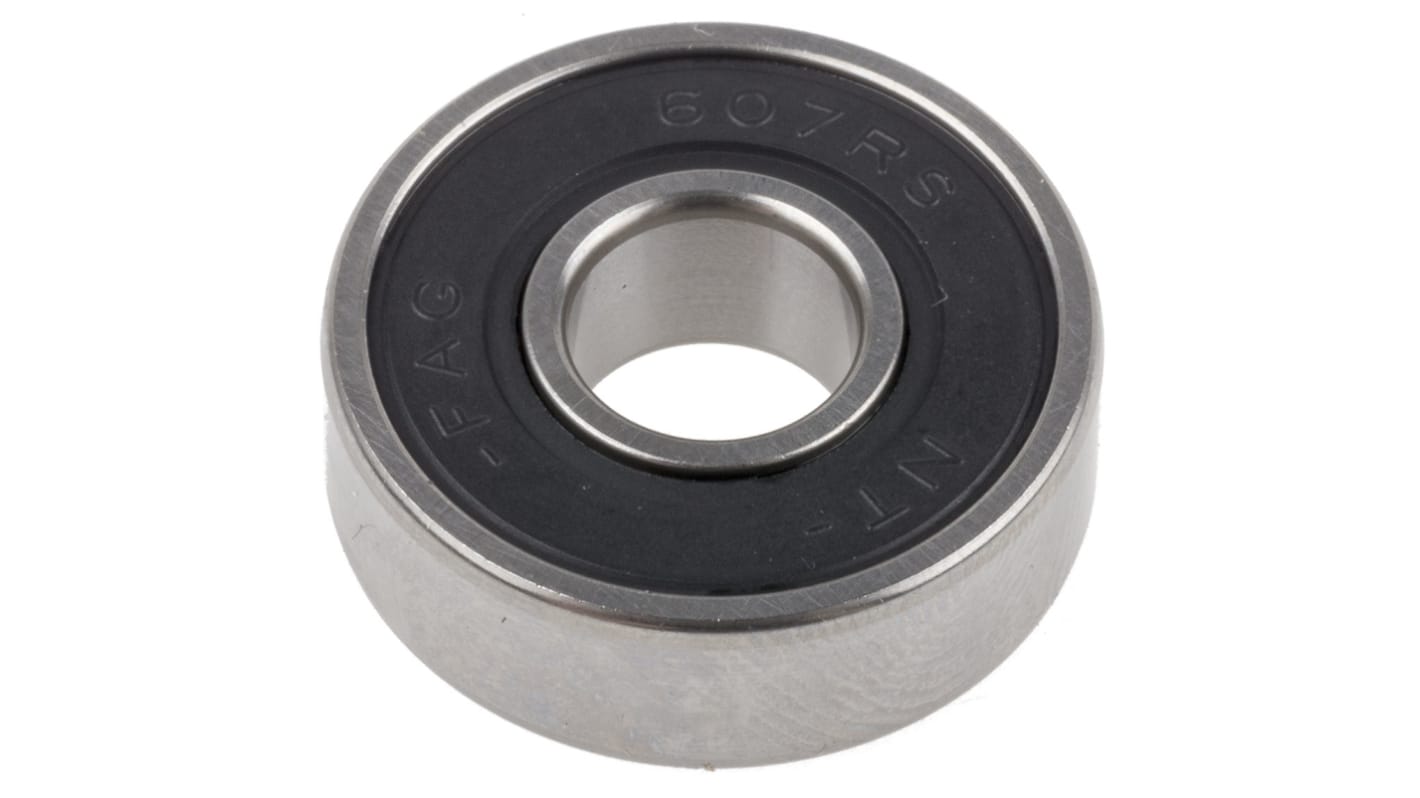 FAG 607-2RS Single Row Deep Groove Ball Bearing- Both Sides Sealed 7mm I.D, 19mm O.D