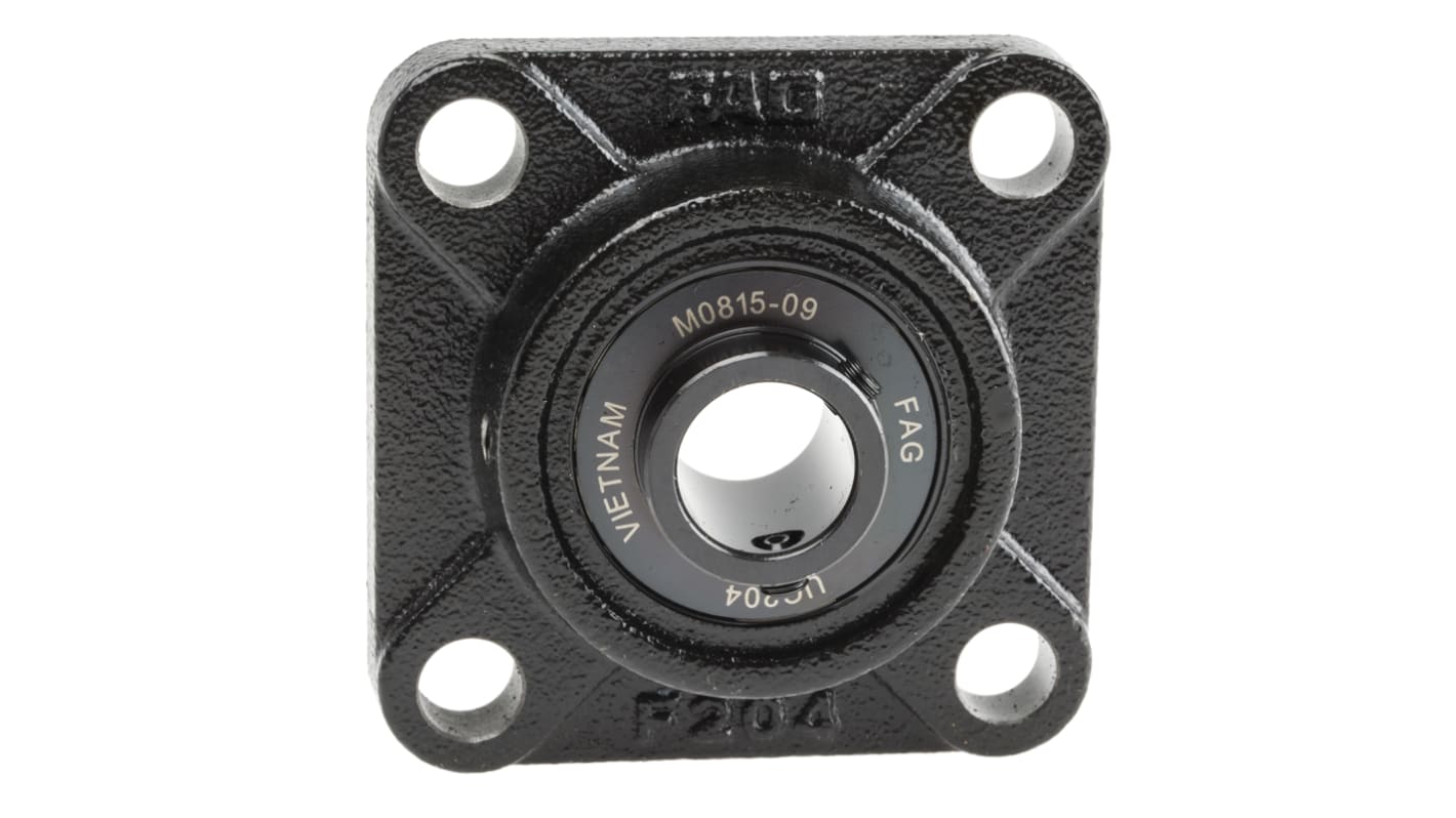 Cuscinetto flangiato FAG, 4 fori di montaggio da 12mm, Ø int 20mm, dimensioni 86mm x 86mm x 33.3mm, in Ghisa
