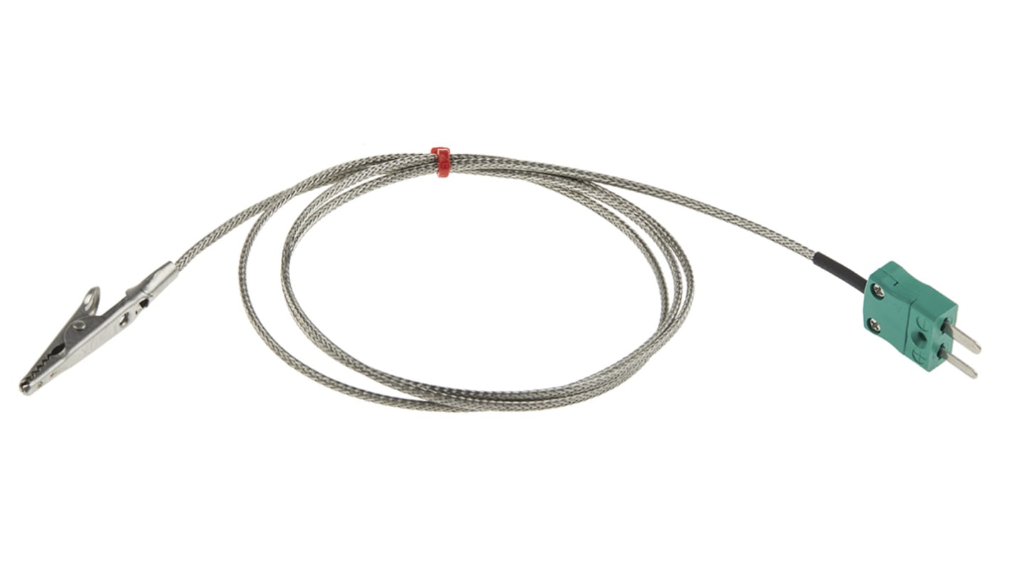 RS PRO Type K Crocodile Clip Thermocouple 1m Length, → +250°C