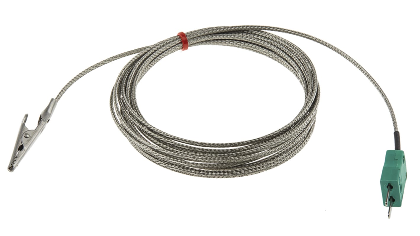 RS PRO Edelstahl Krokodilklemme-Thermoelement Typ K x 3m → +250°C