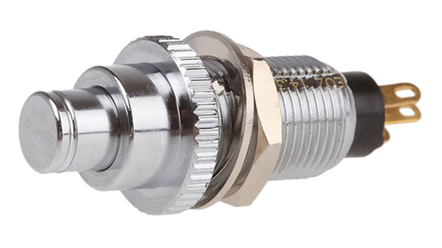 EOZ Push Button Switch, Momentary, Panel Mount, 10mm Cutout, SPST, 12 - 220V ac