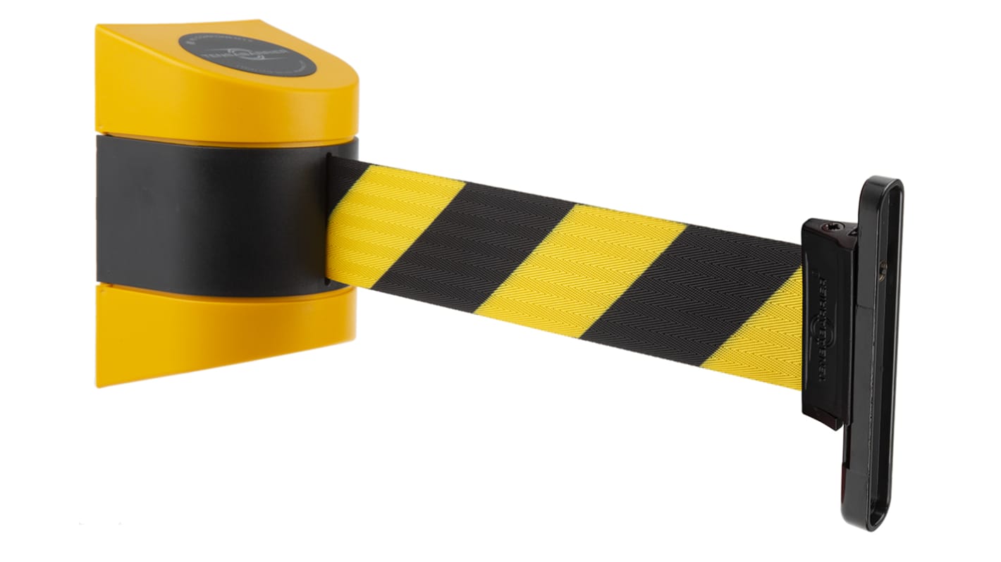 Tensator Black & Yellow Plastic Retractable Barrier, 4.6m, Yellow/Black Tape