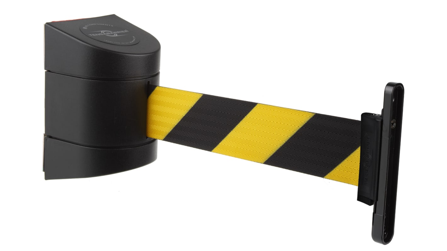 Tensator Black & Yellow Plastic Retractable Barrier, 4.6m, Yellow/Black Tape