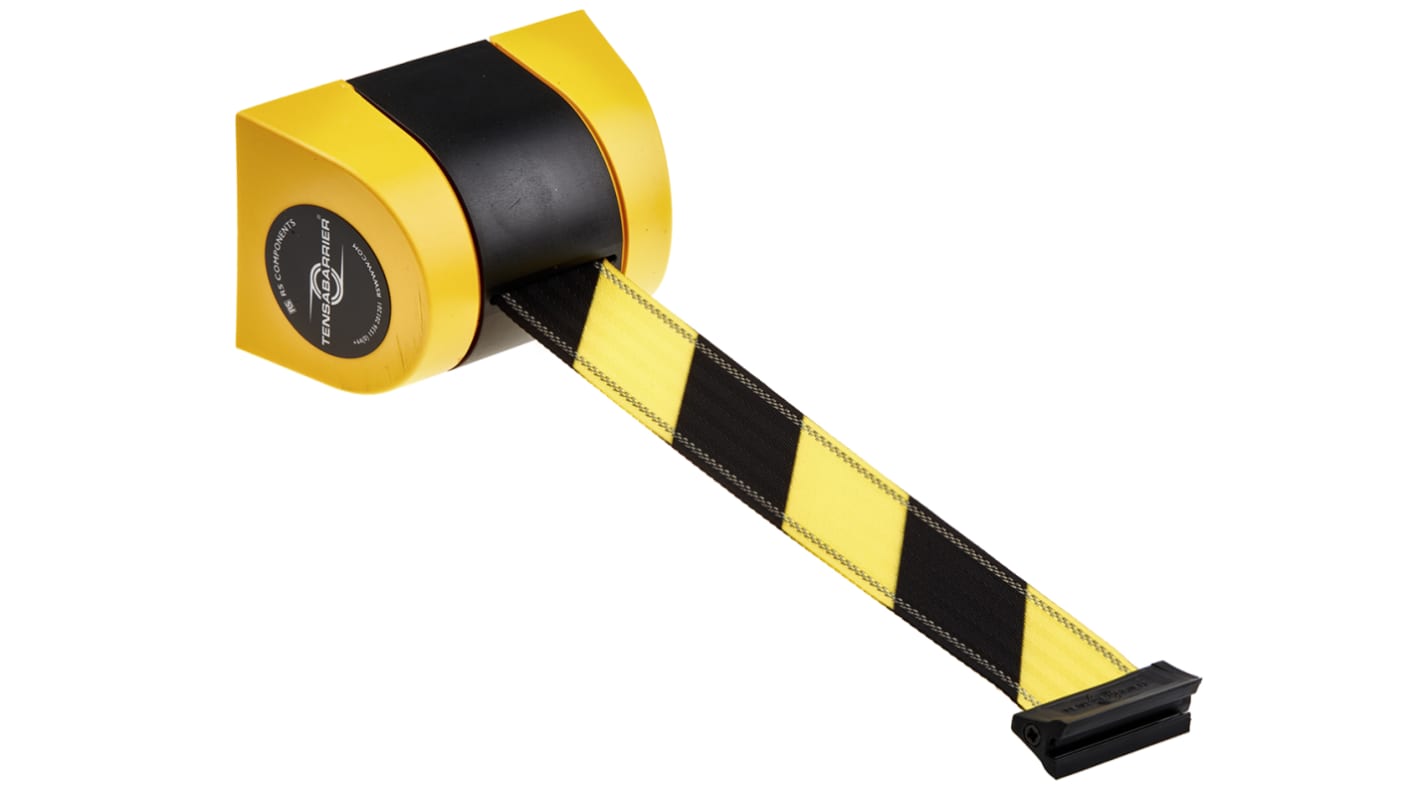 Tensator Black & Yellow Plastic Retractable Barrier, 4.6m, Yellow/Black Tape