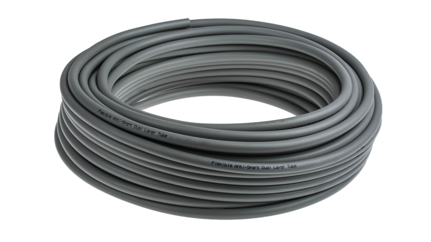 RS PRO 灰色PUR, PVC气管, 4mm内径, 6mm外径, 30m长, 最高+60°C