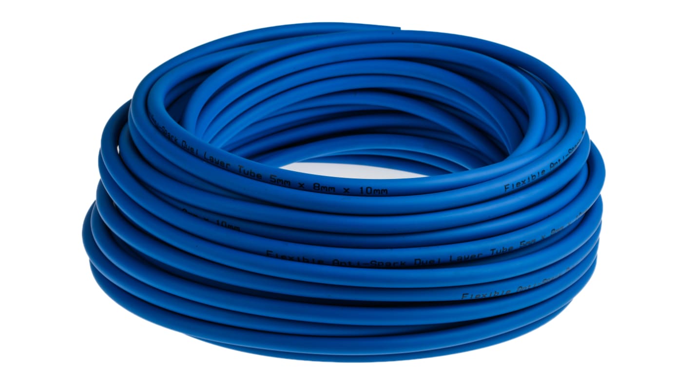 RS PRO Druckluftschlauch PUR, PVC Blau, Innen-Ø 5mm / Außen 8mm x 30m bis 40 bar
