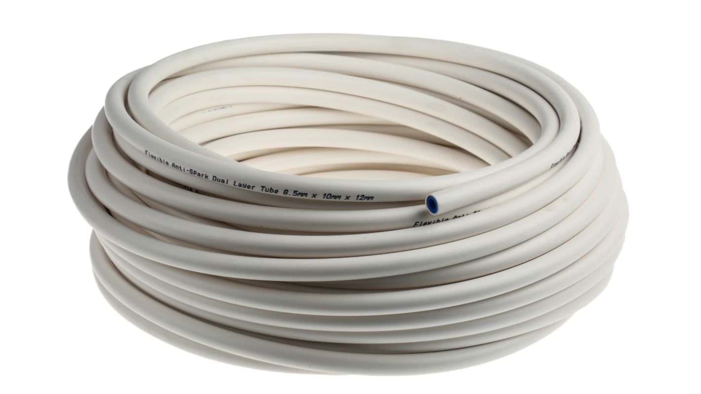 Tubo per aria compressa RS PRO in PUR, PVC, Ø int. 6.5mm, Ø est. 10mm, lungh. 30m, col. Colore bianco