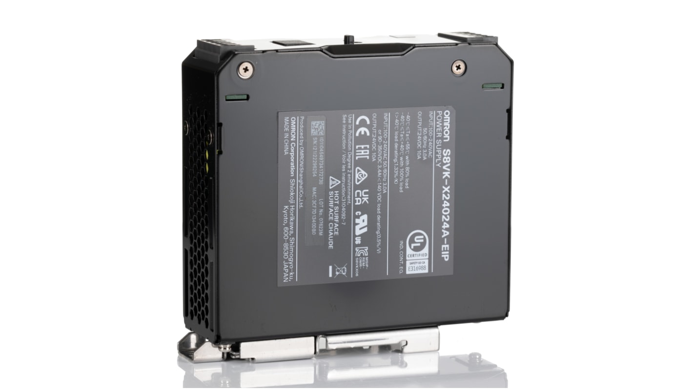 Omron S8VK-X Switched Mode DIN Rail Power Supply, 100 → 240V ac ac Input, 24V dc dc Output, 10A Output, 240W