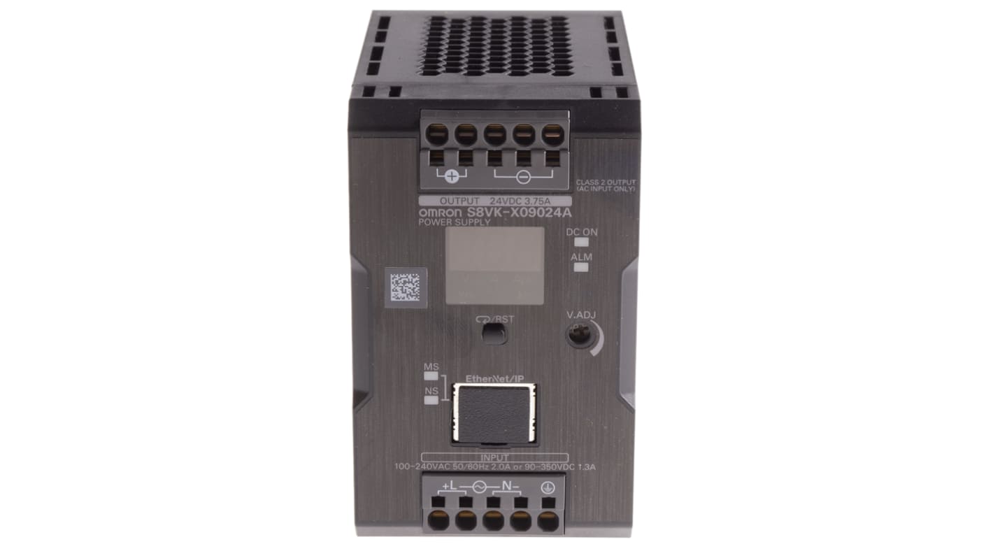 Omron S8VK-X Switched Mode DIN Rail Power Supply, 100 → 240V ac ac Input, 24V dc dc Output, 3.75A Output, 90W