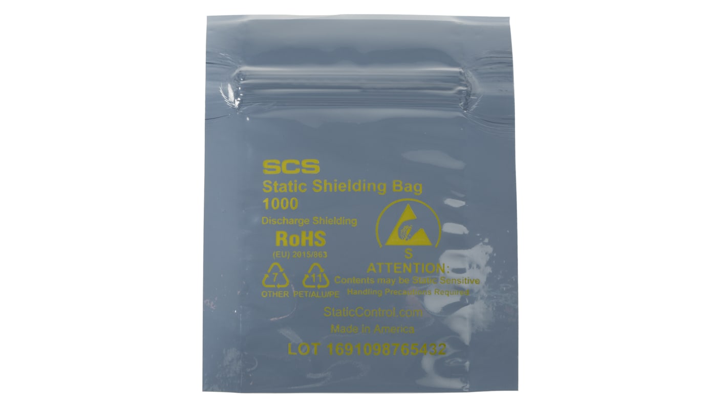 Sacchetto antistatico SCS 76mm x 51mm x 0.071mm, col. Trasparente, 100 pz.