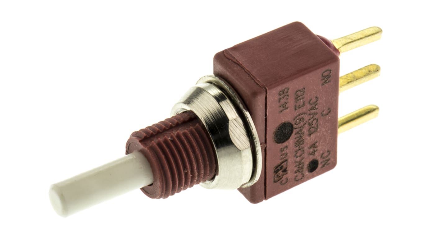 C & K Push Button Switch, Momentary, PCB, 6.35mm Cutout, SPDT