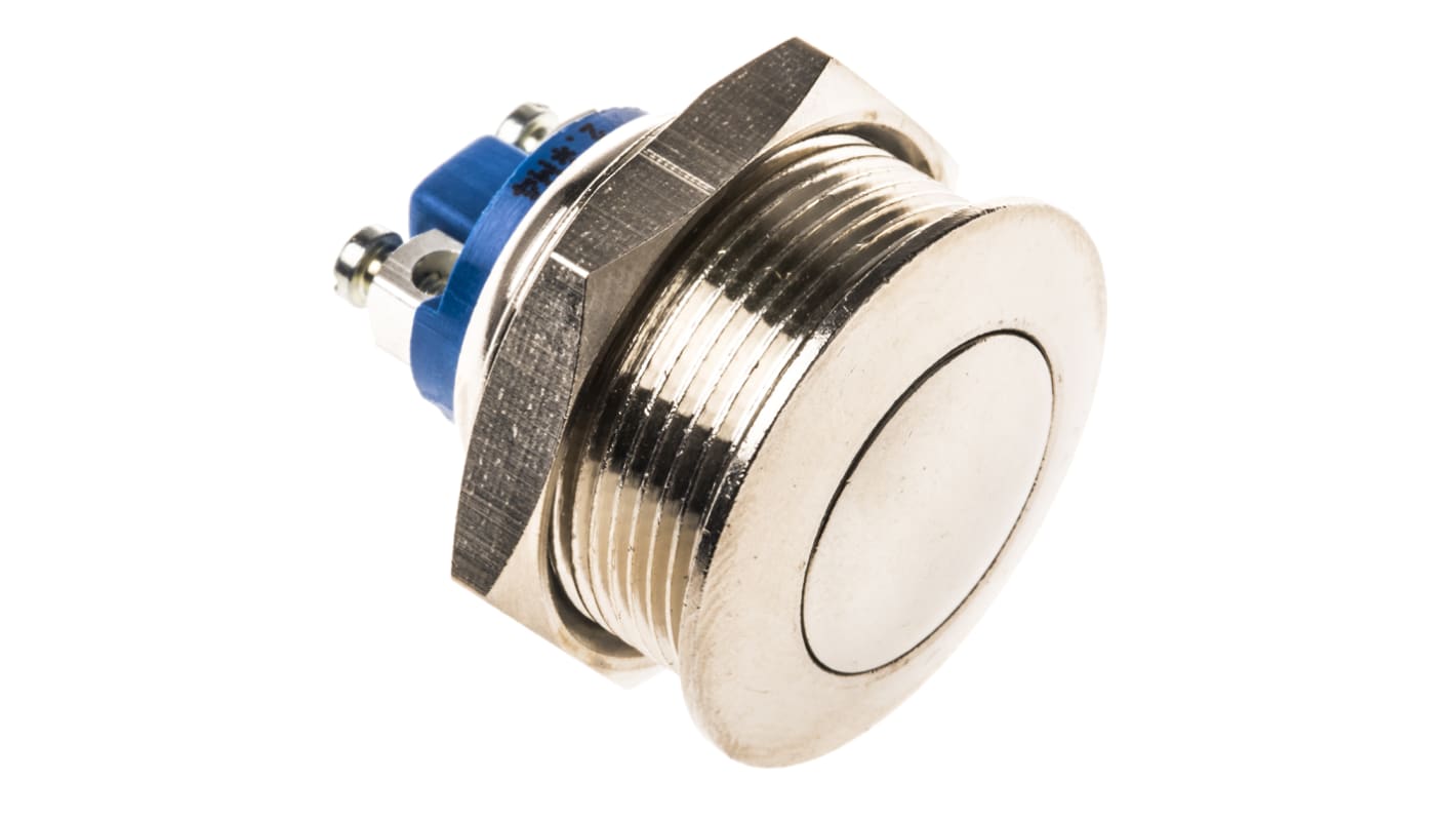 APEM Push Button Switch, Momentary, Panel Mount, 22.2mm Cutout, SPST, 24/48V dc