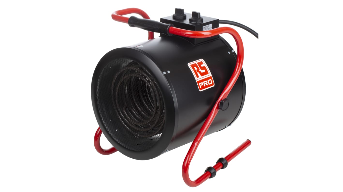 Calefactor industrial RS PRO con 3 niveles de potencia, 9kW máx., con termostato, alim 415V ac, caudal 742m³/h