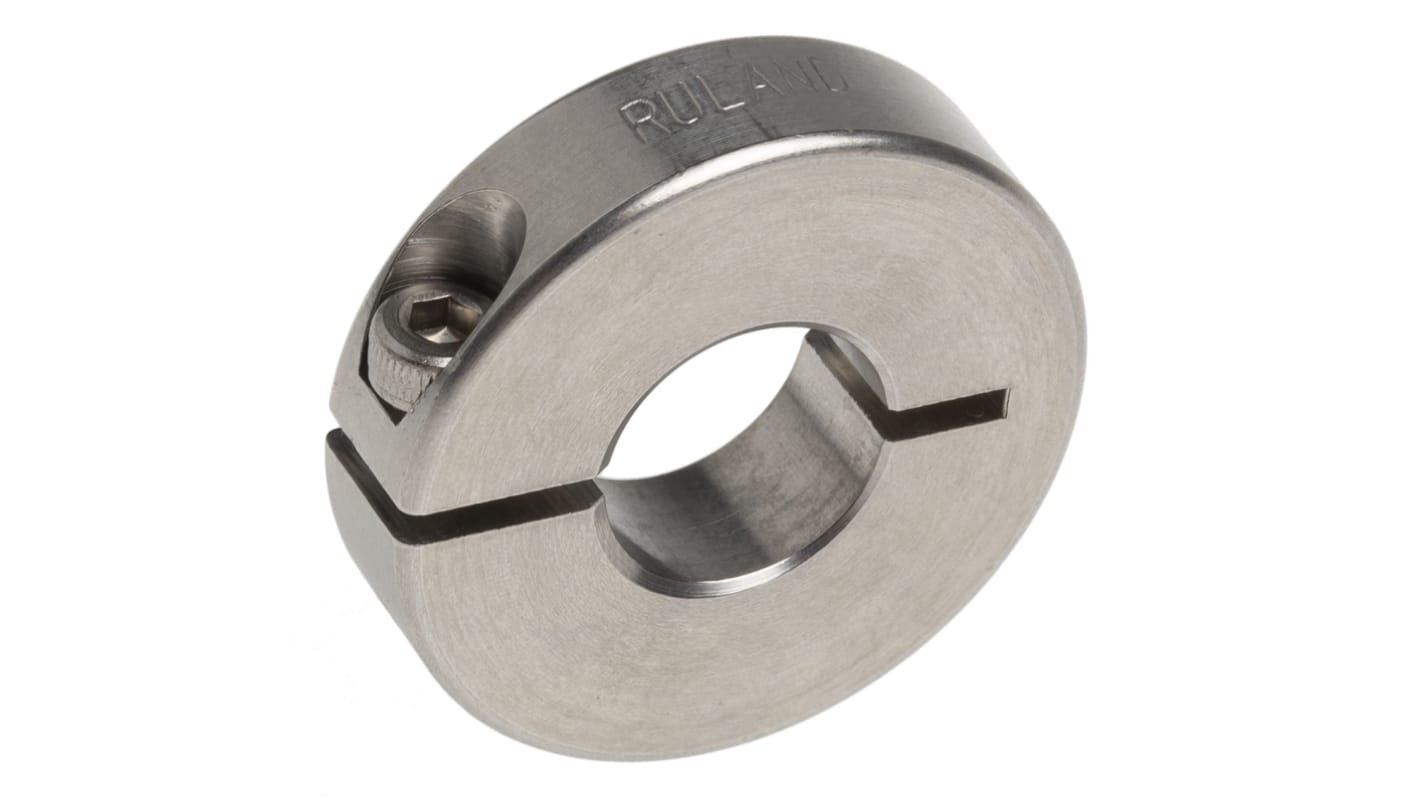 Ruland Shaft Collar, One Piece, Clamp Screw, Bore 12mm, OD 30mm, W 8mm, Stainless Steel