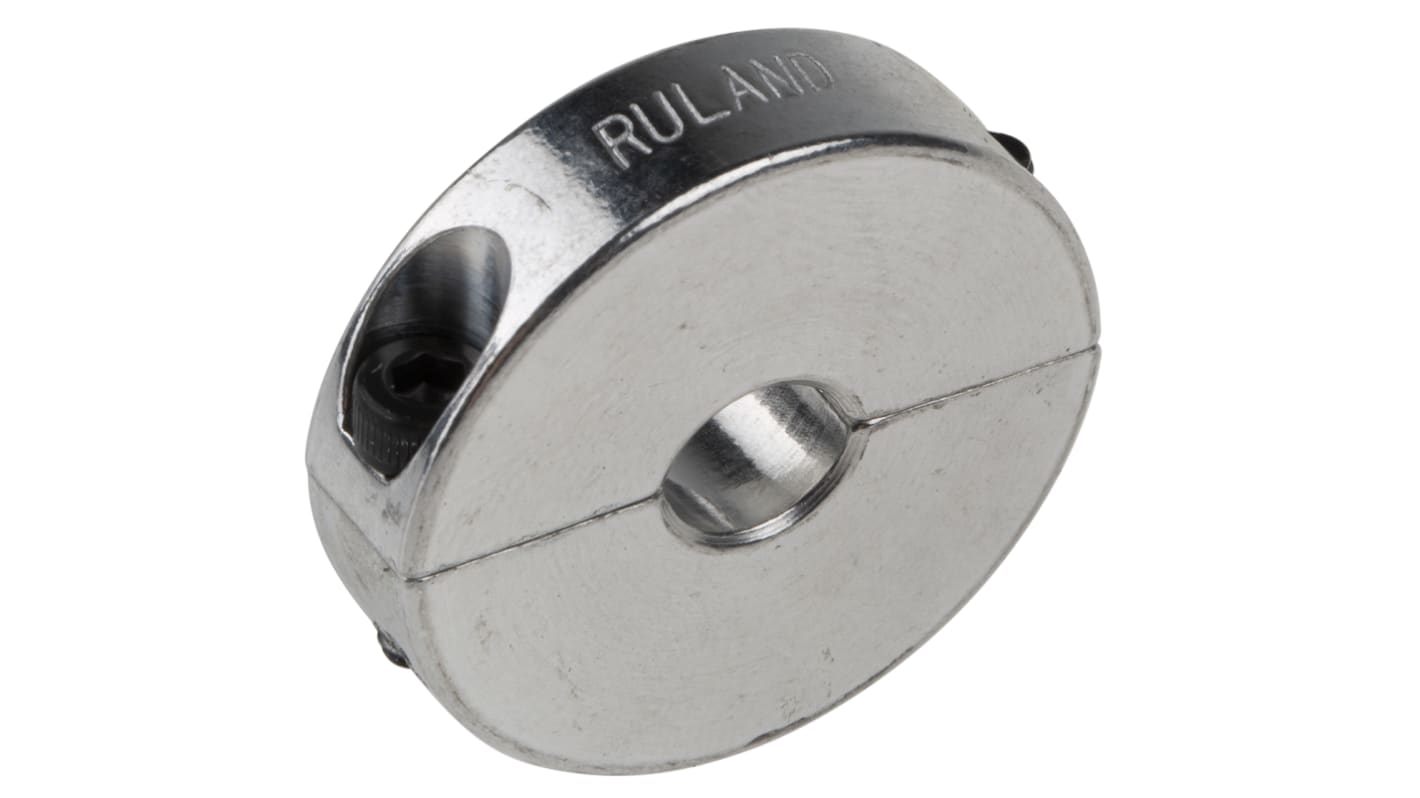 Ruland Shaft Collar, Two Piece, Clamp Screw, Bore 8mm, OD 30mm, W 8mm, Aluminium