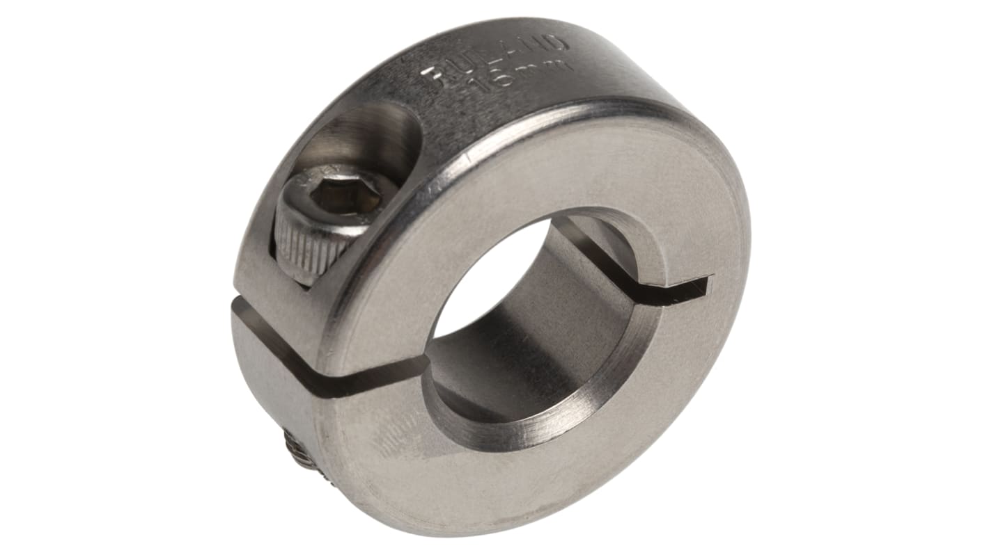 Ruland Shaft Collar, One Piece, Clamp Screw, Bore 16mm, OD 34mm, W 13mm, Stainless Steel