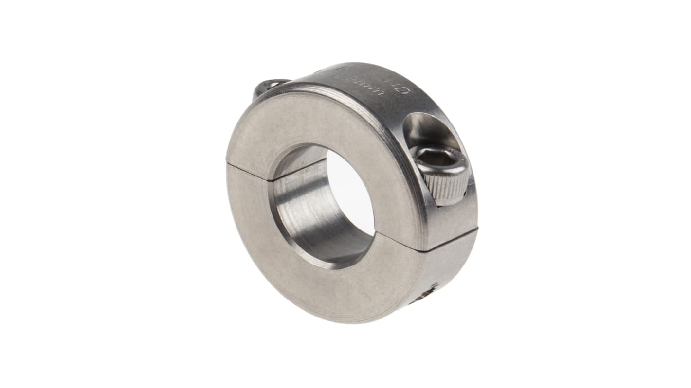 Ruland Shaft Collar, Two Piece, Clamp Screw, Bore 20mm, OD 40mm, W 15mm, Stainless Steel