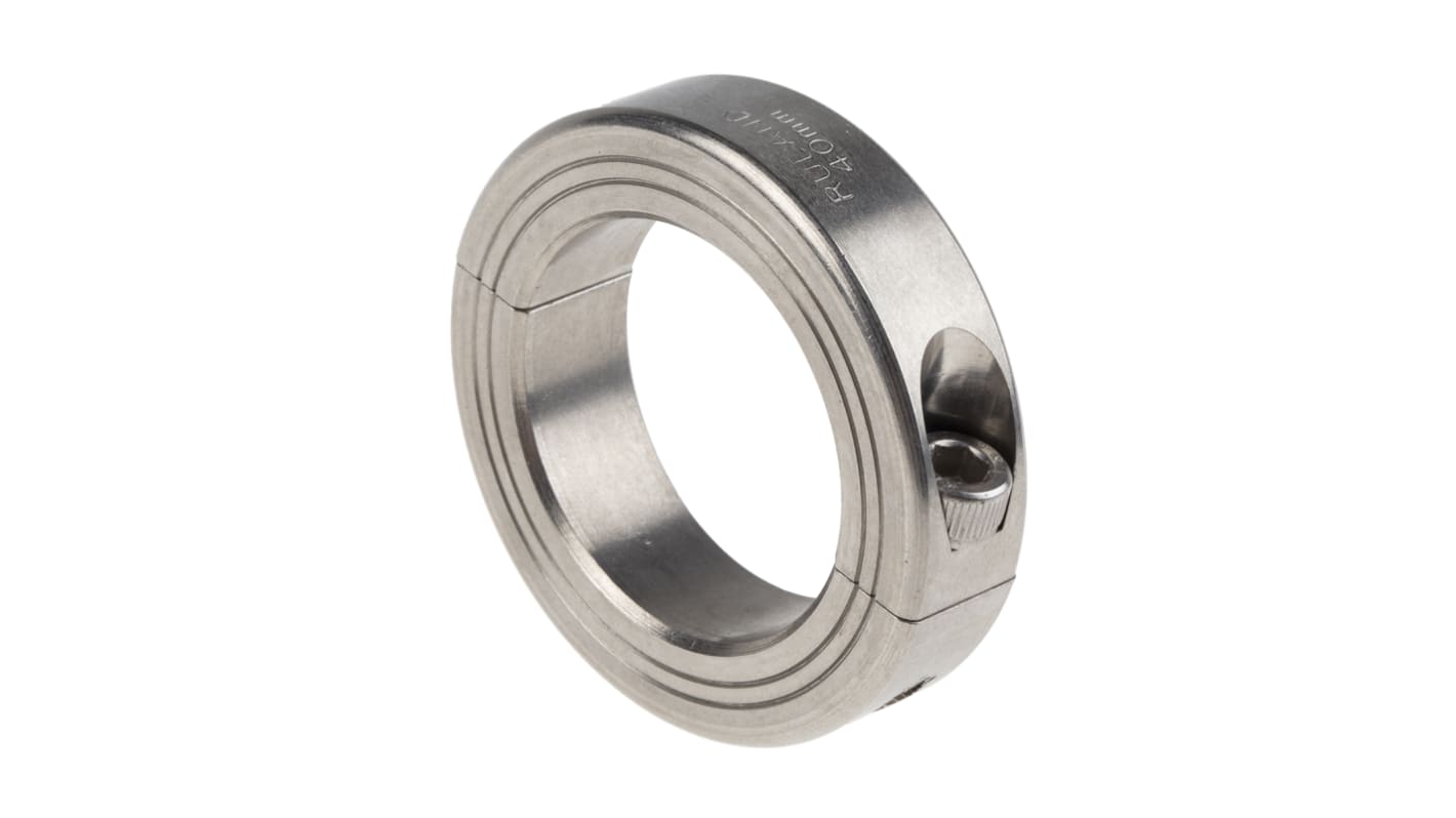 Ruland Shaft Collar, Two Piece, Clamp Screw, Bore 40mm, OD 60mm, W 15mm, Stainless Steel