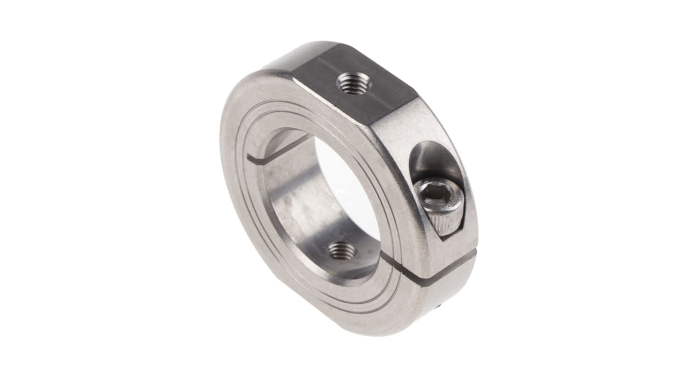 Ruland Shaft Collar, One Piece, Clamp Screw, Bore 30mm, OD 54mm, W 15mm, Stainless Steel