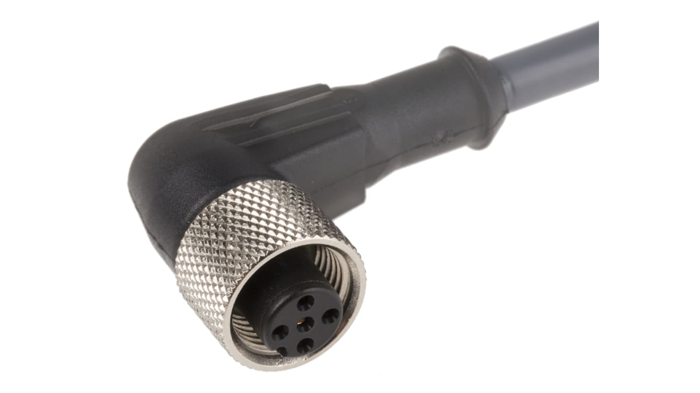 Alpha Wire Right Angle Female 5 way M12 to Unterminated Sensor Actuator Cable, 3m