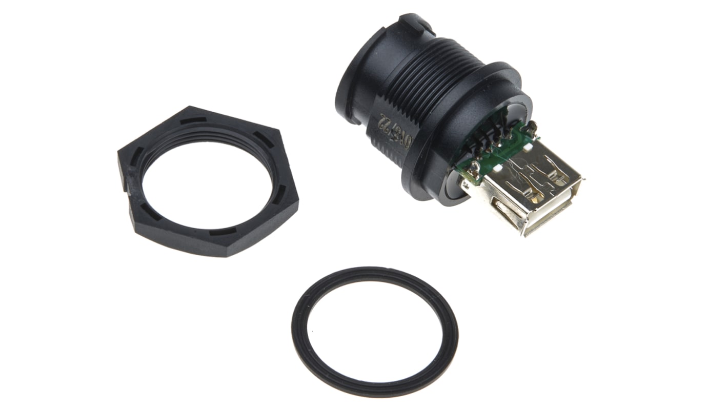 Conector USB Amphenol Industrial UA-20PMFJ-NC7001, Recto IP67, Montaje en Panel, 1.0A, UA