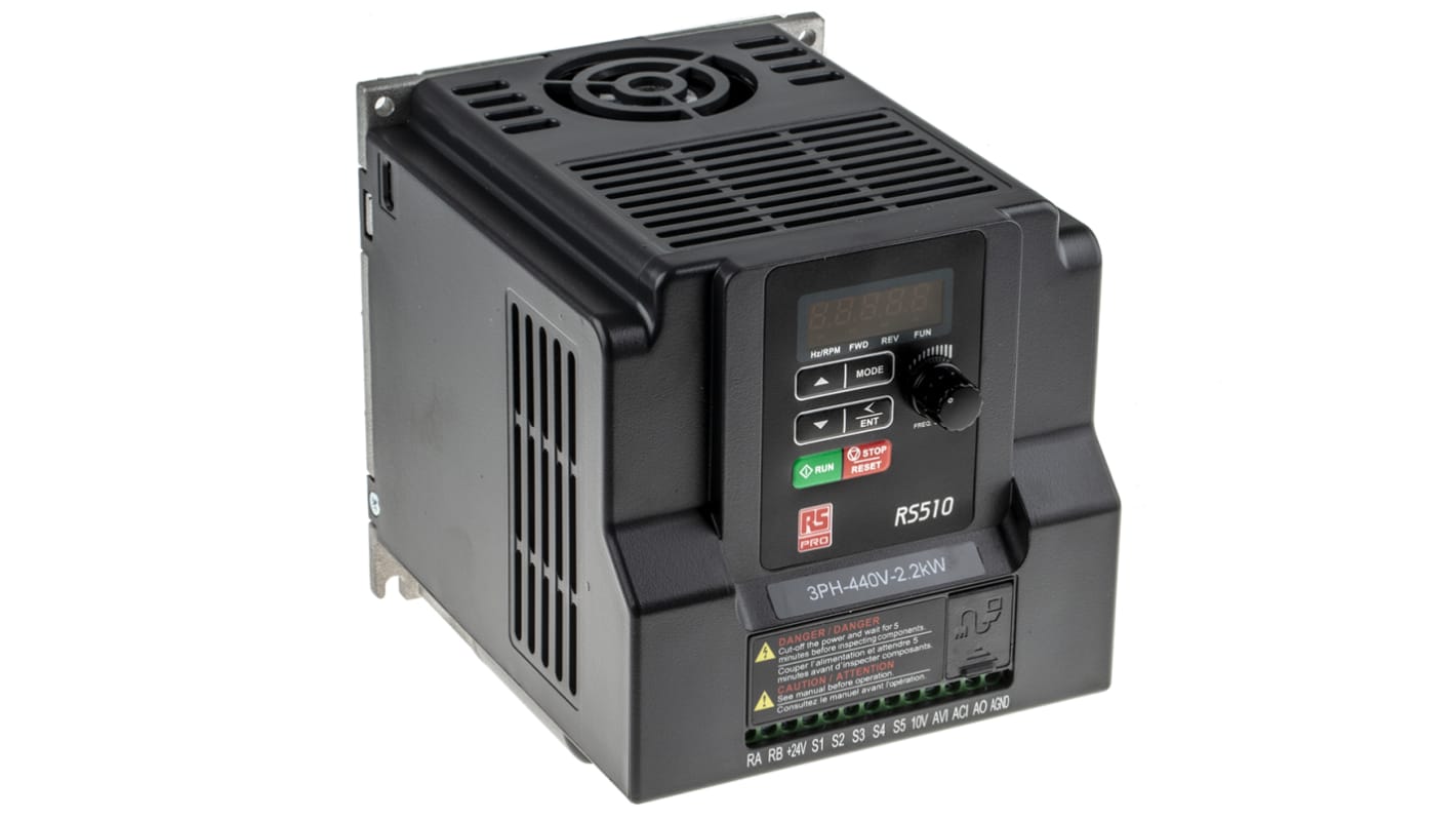 RS PRO Inverter Drive, 2.2 kW, 3 Phase, 380 → 480 V ac, 7.3 A