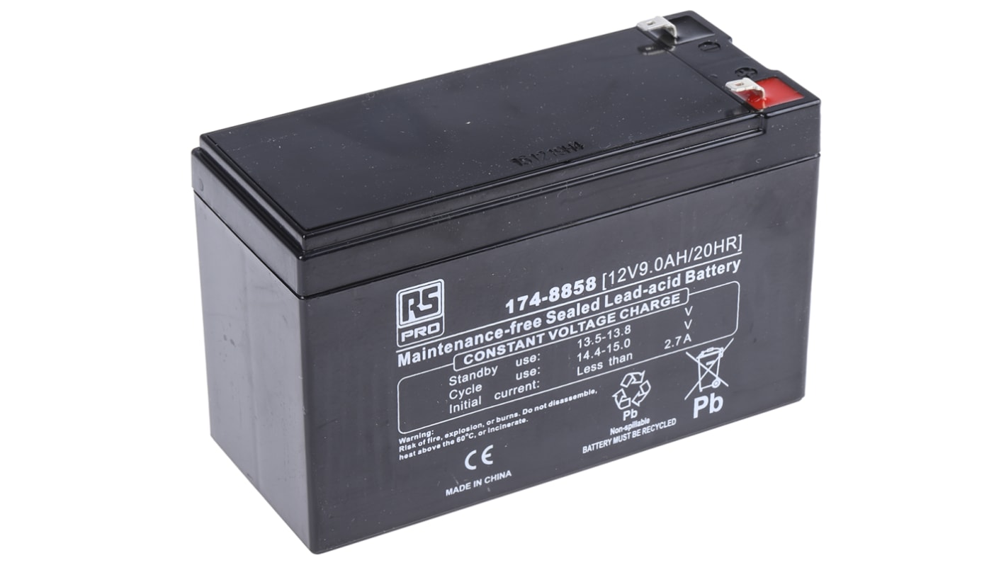RS PRO 12V T1 Sealed Lead Acid Battery, 9Ah