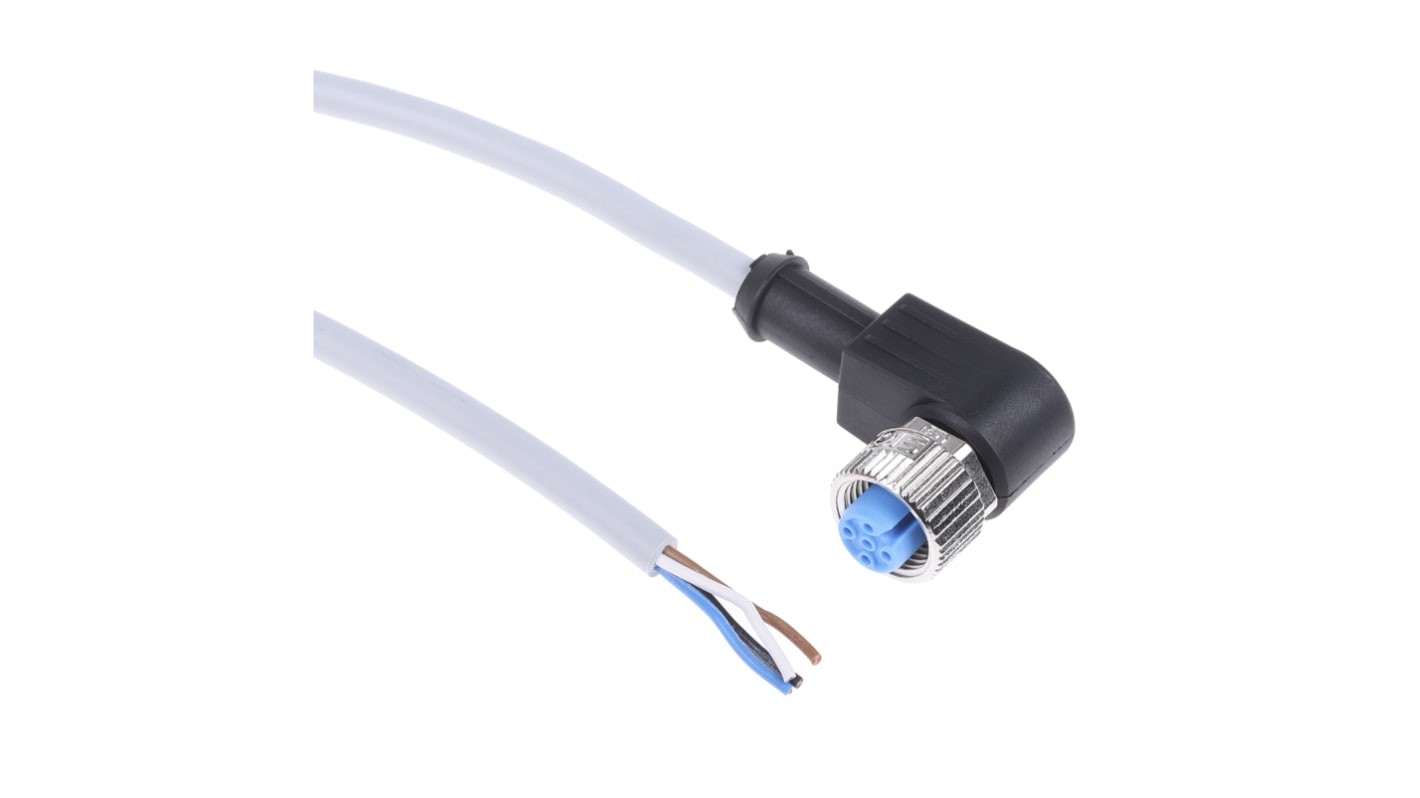 Sick Right Angle Female 4 way M12 to 4 way Unterminated Sensor Actuator Cable, 5m