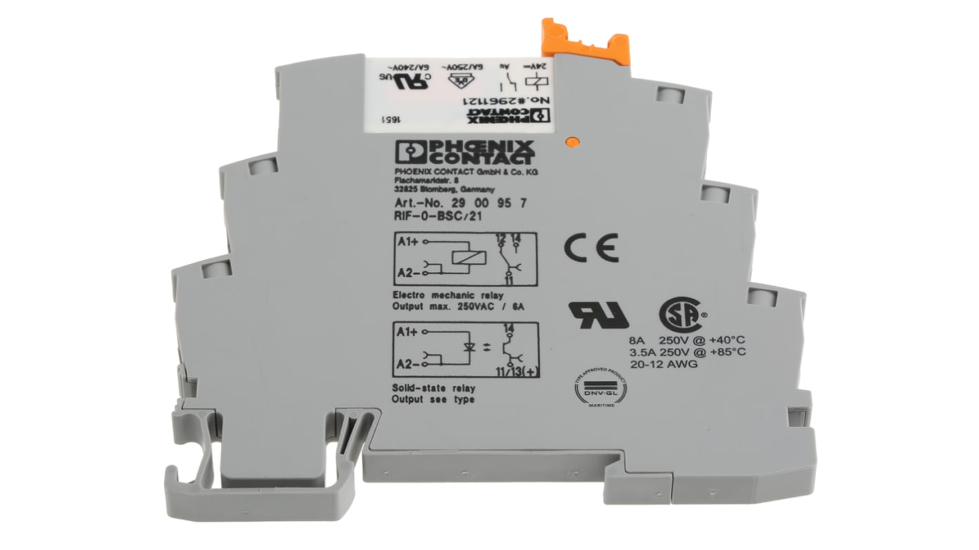 Relé modular Phoenix Contact RIF-0-RSC-24DC/21AU, SPDT, 24V dc, para carril DIN