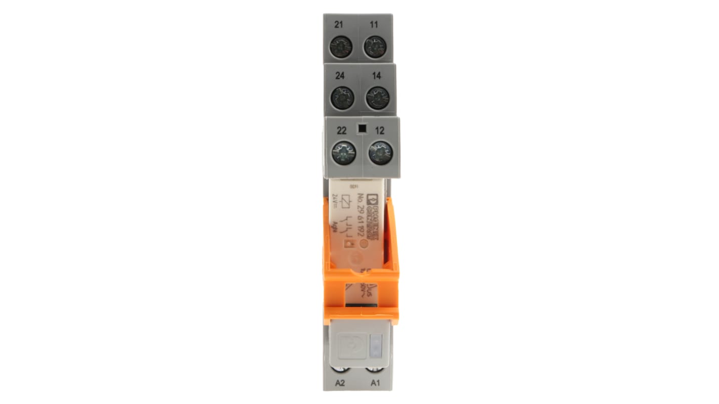 Phoenix Contact RIF-1-RSC-LDP-24DC/2X21 Series Interface Relay, DIN Rail Mount, 24V dc Coil, DPDT, 2-Pole