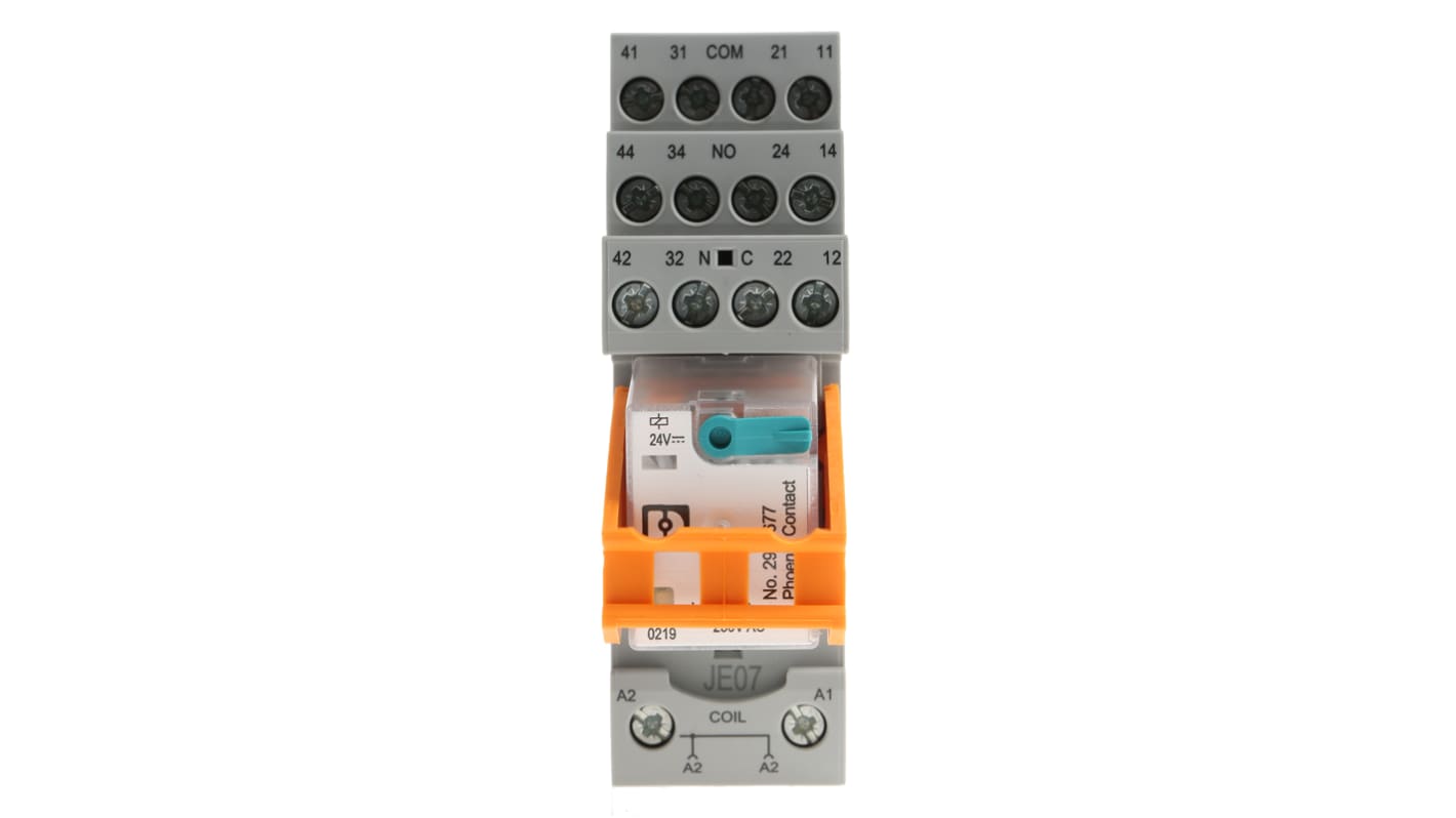 Phoenix Contact RIF-2-RSC-LDP-24DC/4X21 Series Interface Relay, DIN Rail Mount, 24V dc Coil, 4PDT, 4-Pole