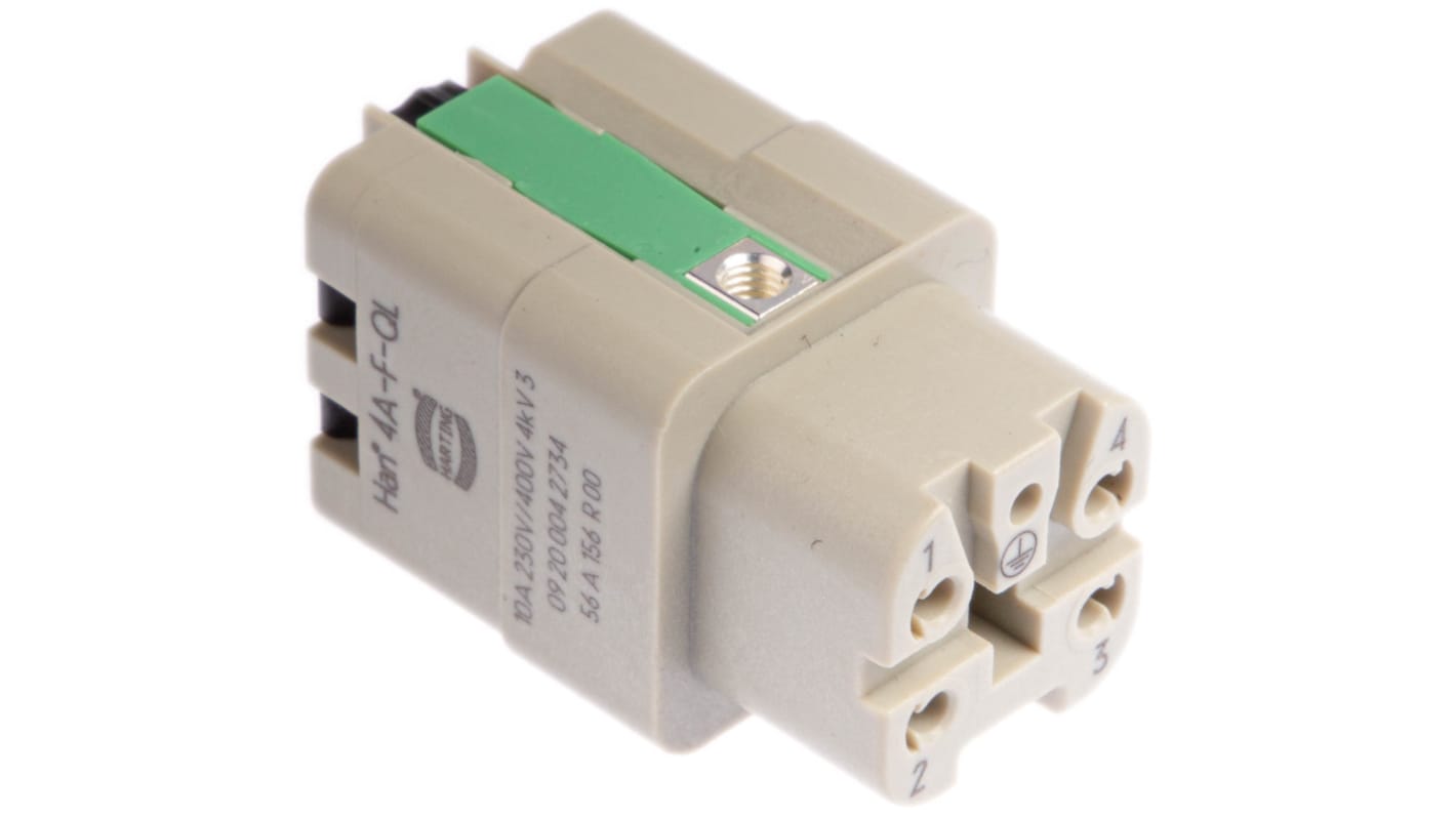 Inserto connettore HARTING, Femmina, serie Han A, 10A, 4 vie