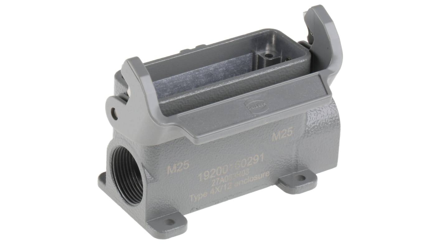 HARTING Han A Heavy Duty Power Connector Hood, M25 x 2 Thread, Side Entry