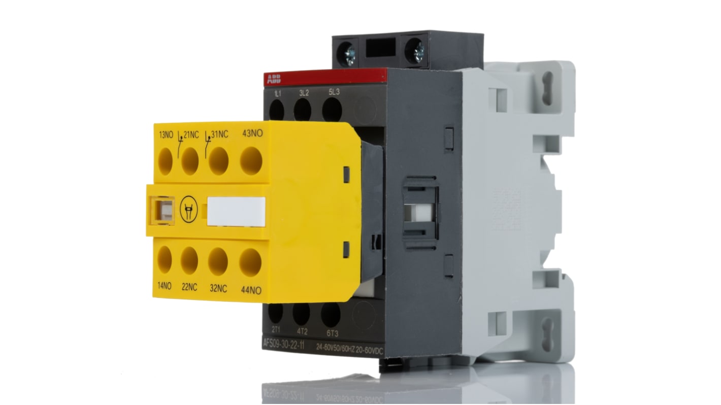 ABB Jokab AFS09-30-22-11 AFS Contactor, 24 → 60 V ac Coil, 3-Pole, 25 A, 5.5 kW, 3NO, 600 V ac