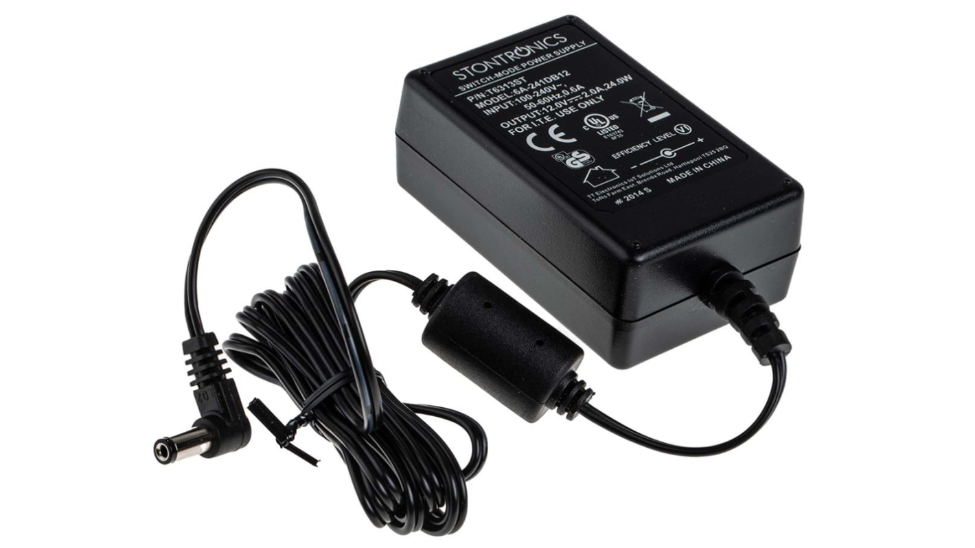 RS PRO 24W Plug-In AC/DC Adapter 12V dc Output, 0 → 2A Output