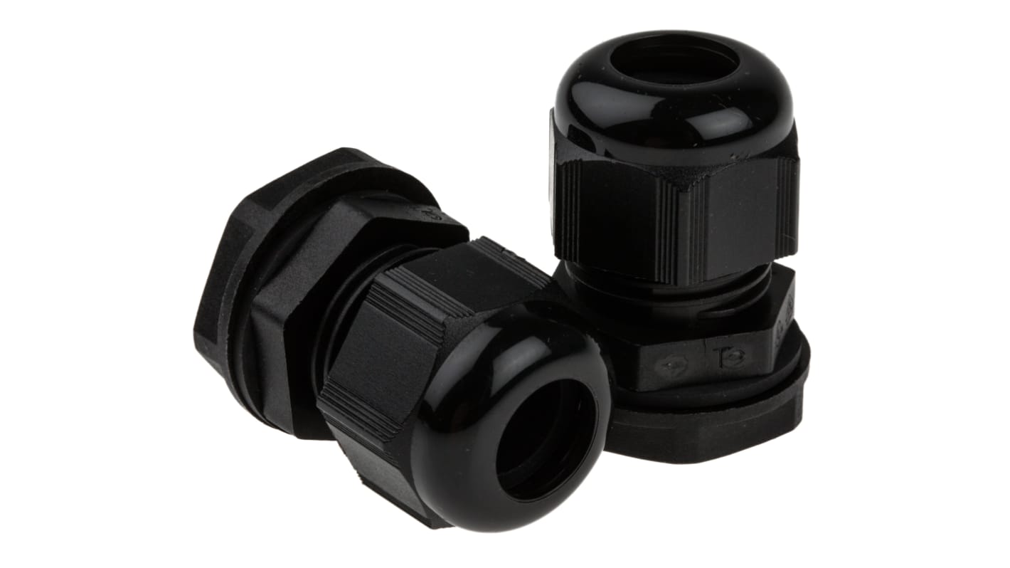 Alpha Wire FIT Wire Management Series Black PA 6 Cable Gland, M20 Thread, 6mm min., 12mm max., IP66, IP68