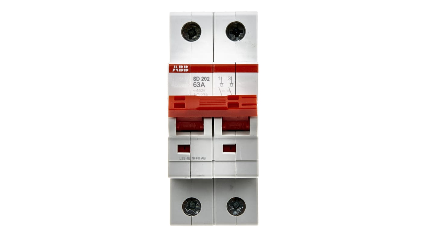 ABB 2P Pole Isolator Switch - 63A Maximum Current