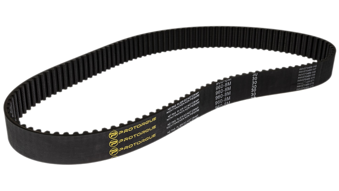 Courroie synchrone RS PRO 8M Caoutchouc, Long 960mm Largeur 30mm, 120 dents