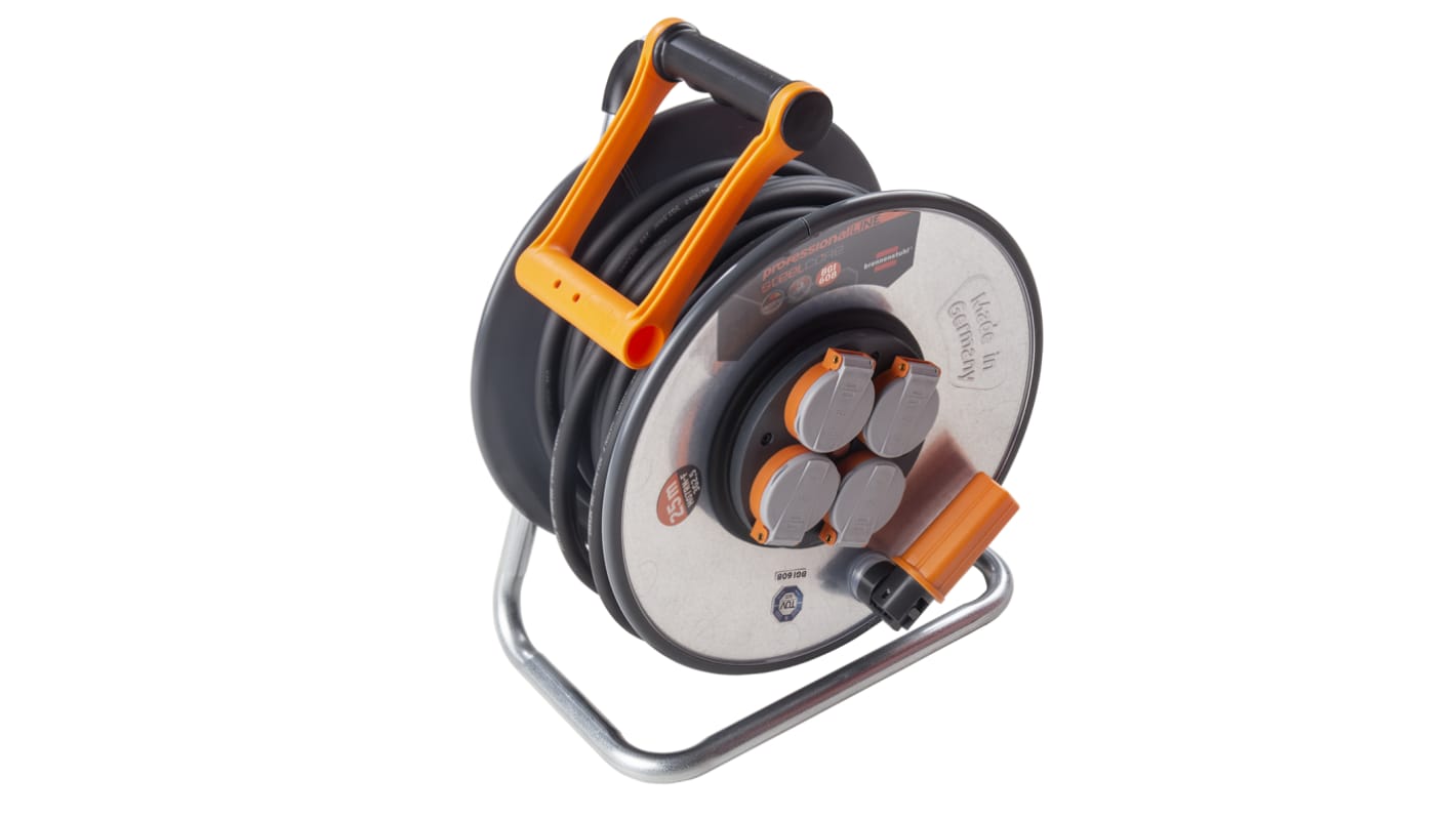 brennenstuhl 25m 4 Socket Type F - German Schuko Cable Reel Open Reel, 230 V ac, IP44