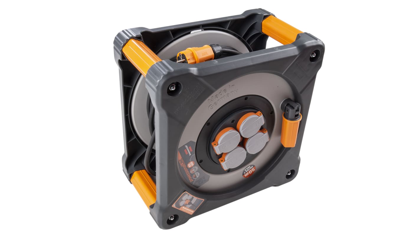 brennenstuhl 50m 4 Socket Type F - German Schuko Cable Reel Semi-enclosed Reel, 230 V ac, IP44