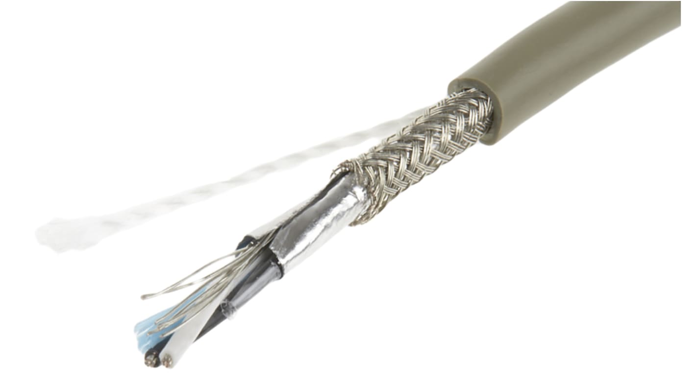 Alpha Wire ProTekt Series Data Cable, 1 Pairs, 2 Cores, 0.23 mm², Screened, 24 AWG, 100m, Foil and Braid Shield