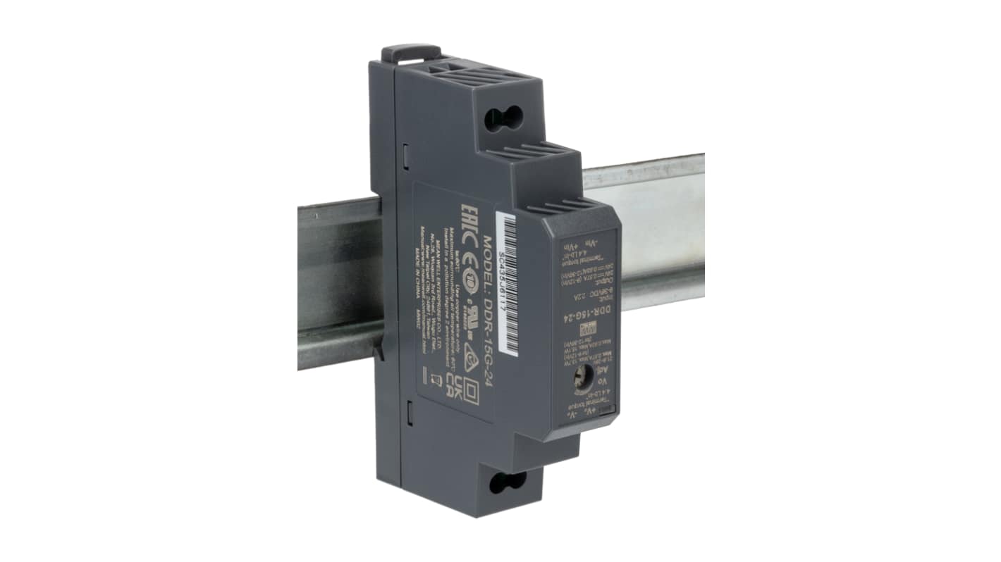 Przetwornica DC-DC, 15W, Uwy 24V dc, Iwy 630mA, MEAN WELL